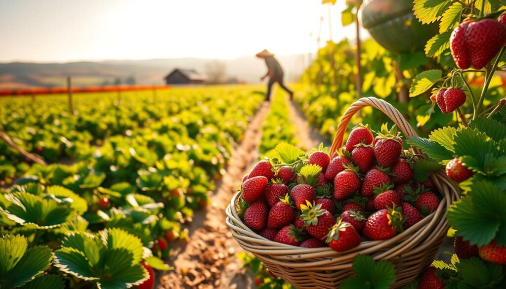 strawberry harvesting