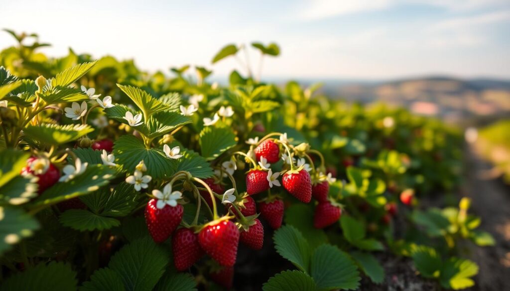 strawberry plants in spring